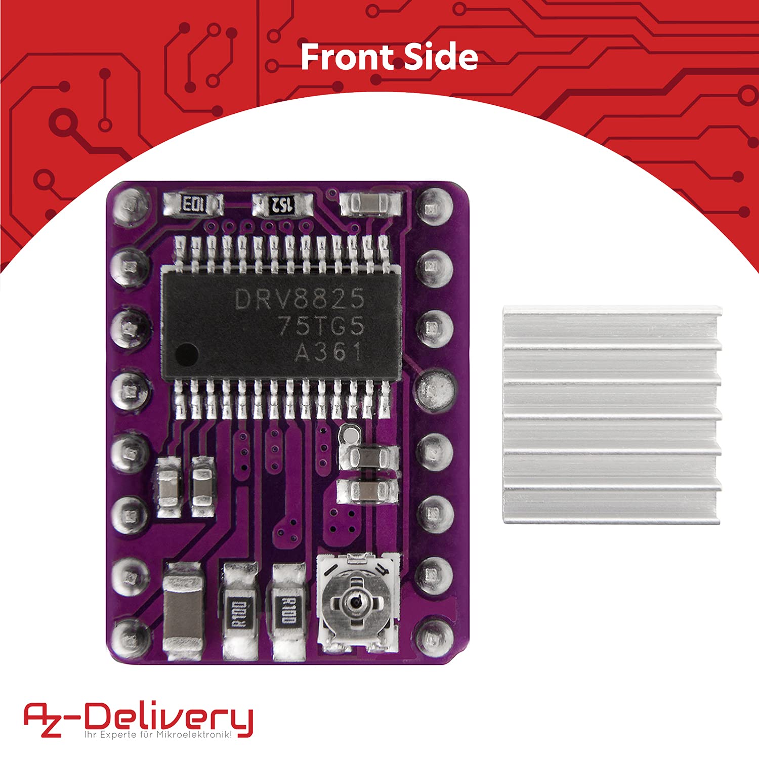 AZDelivery 3 x DRV8825 Stepper Motor Driver Module with Heatsink compatible with Arduino, RAMPS 1.4 / CNC-Shield / 3D printer/Prusa Mendel including E-Book!