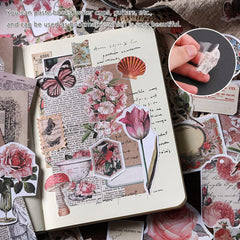 200 Pcs Vintage Scrapbooking Sticker Set,Retro Journaling Supplies Aesthetic Decorative Stationery Paper,Washi DIY Art Craft Botanical Animals Kits Collage,for Writing,Drawing,Album,Travel Journal