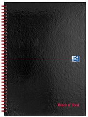 Oxford Black n' Red, A4 Notebook, Wirebound, Hardback, 140 Pages, Single Notepad