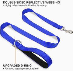 Joytale Padded Handle Dog Lead,Double-Sided Reflective Nylon Dogs Leads for Training,Walking Leash for Small, Medium Dogs, 1.2m × 2cm, Navy Blue