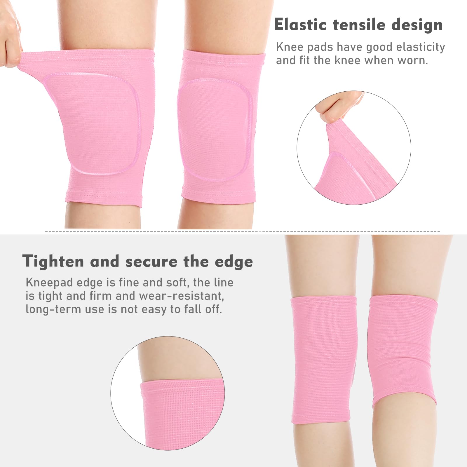 Volleyball Knee Pads, Dance Knee Pads, Soft Breathable Thick Sponge Youth Knee Pads for Men Women Knees Protective, Knee Pads for Dance Volleyball Workout etc Various Sports (M, Pink)