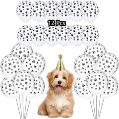 i-QiQi 12Pcs 12 inches Paw Printed Latex Balloons, Kids Theme Birthday Party, Animal Theme Balloons Dog Theme Birthday Party Kids Puppy Birthday Party Decoration