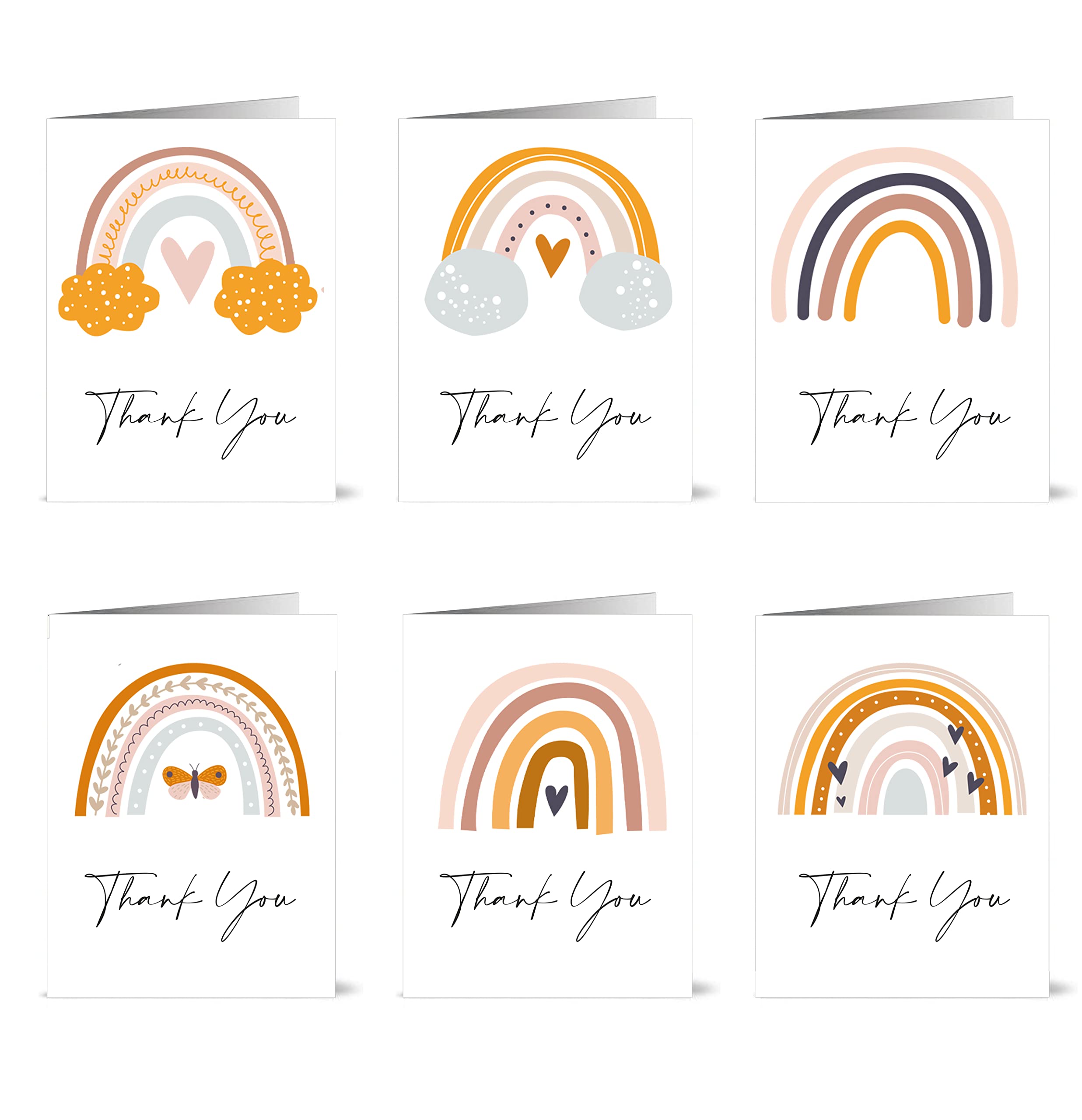 20 Watercolour Thank You Cards (Rainbows)