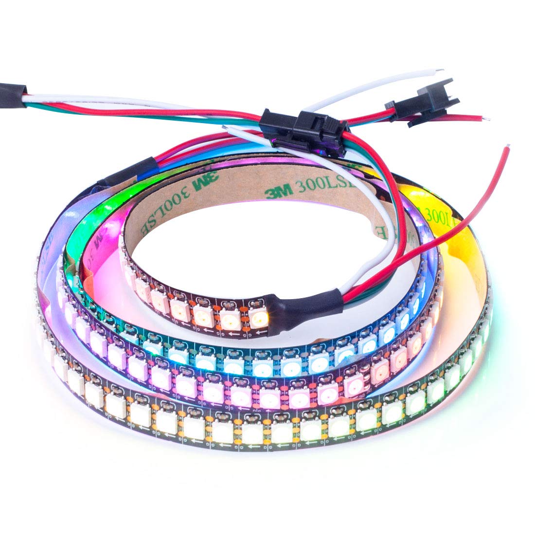 BTF-LIGHTING WS2812E ECO RGB Alloy Wires 5050SMD Individual Addressable 3.3FT 144(2X72) Pixels/m Flexible Black PCB Full Color Pixel Strip Dream Color IP30 Non-Waterproof DIY Only DC5V(Only Strip)