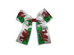 Pack Of 2 Hand-Made Wales Welsh National Flag Inspired Hair Clip Bow