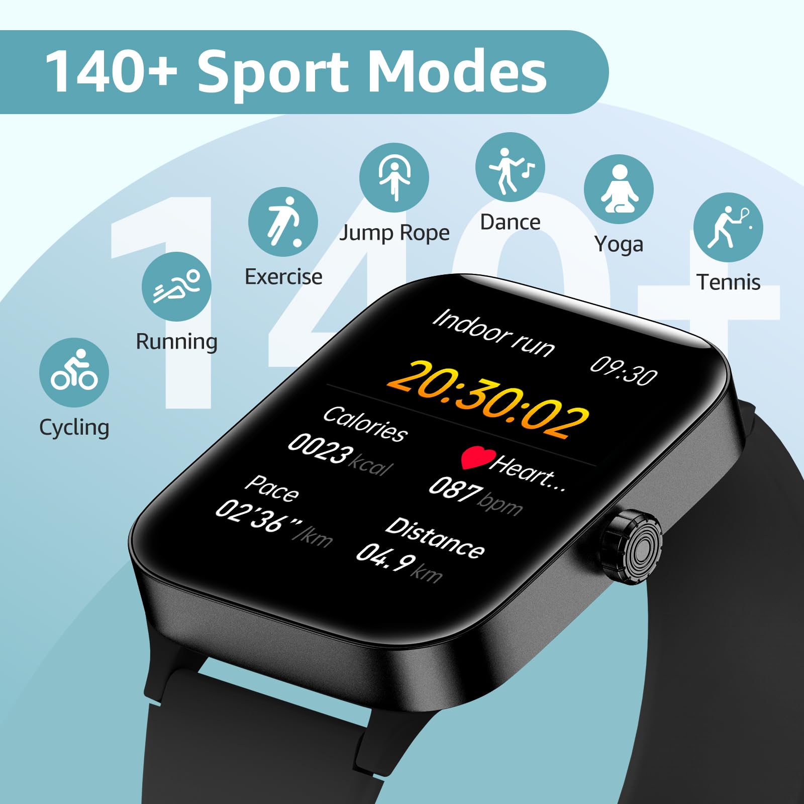 Smart Watch for Men Women Answer/Make Calls,1.95 inchesTouch Screen,Fitness Watch with SpO2 BP Heart Rate Sleep Moniter,140and Sport Modes Activity Traker,IP68 Waterproof Pedometer,Smartwatch for Android iOS