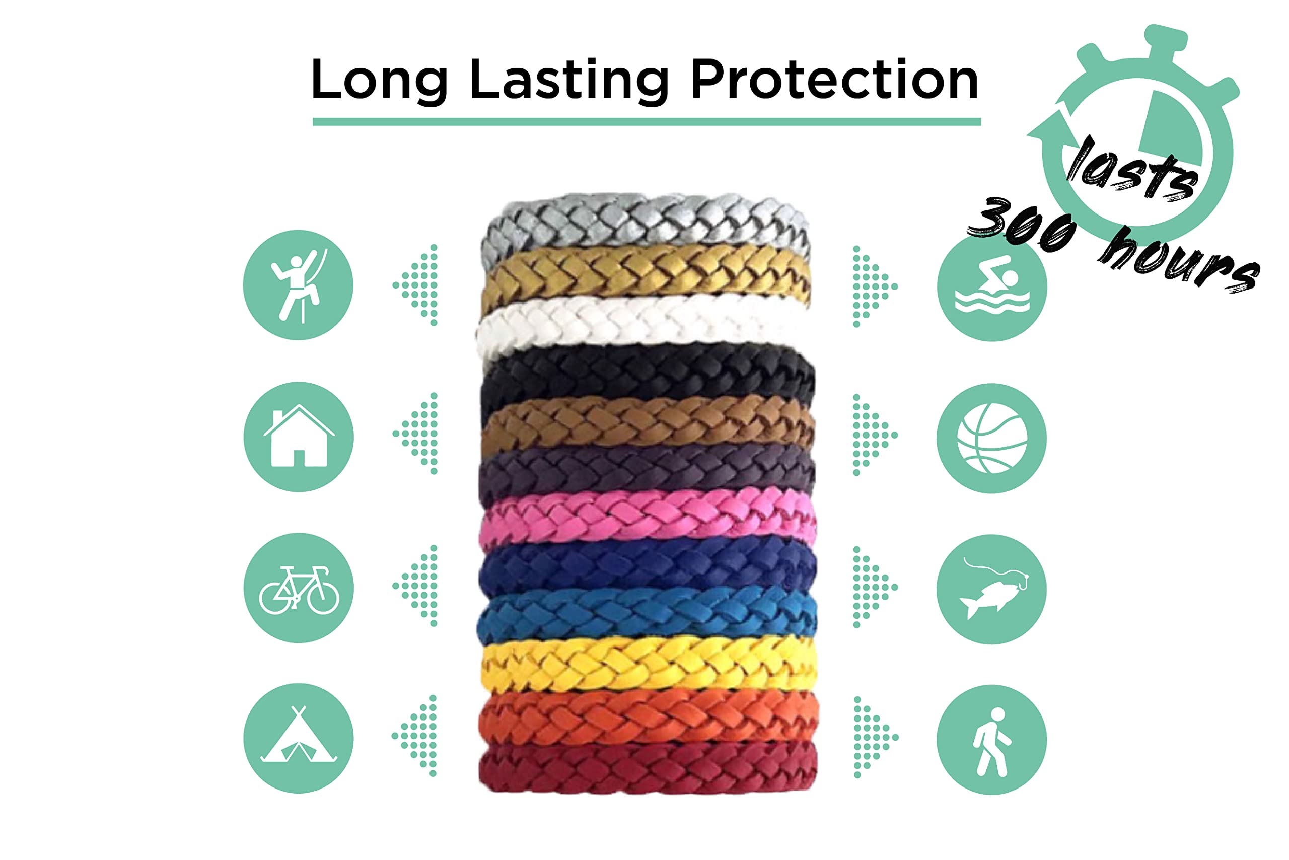 Pestects Mosquito Repellent Bracelet 12 Pack, Adjustable Leather Deet-Free Natural Insect Mosquito Bands for Adults & Kids, 300 Hour Insect Repellent Protection