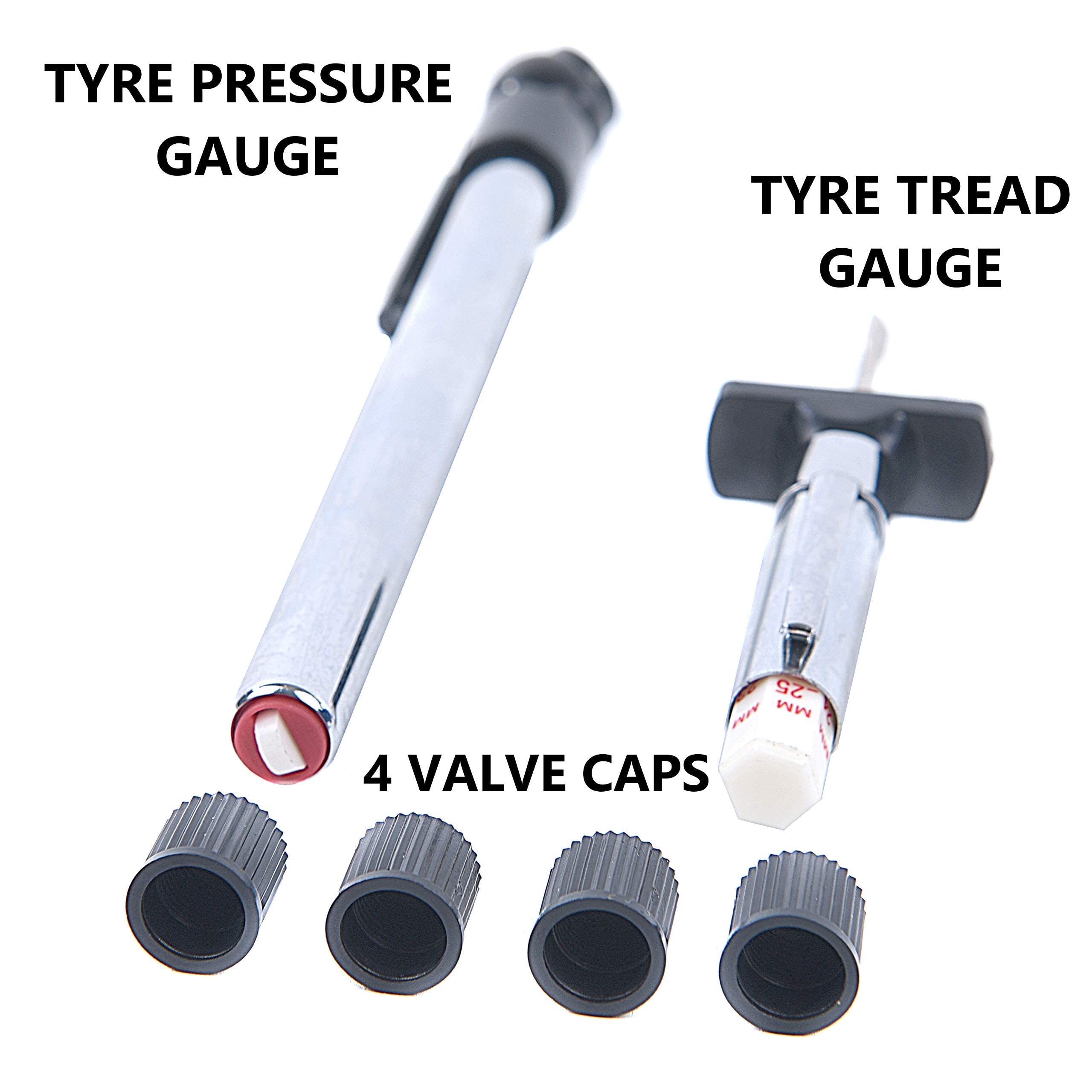 AA Tyre Safety Kit for Cars AA1146 - 2 Gauges for Tread Depth and Tyre Pressure Plus 4 Dust Caps, Green