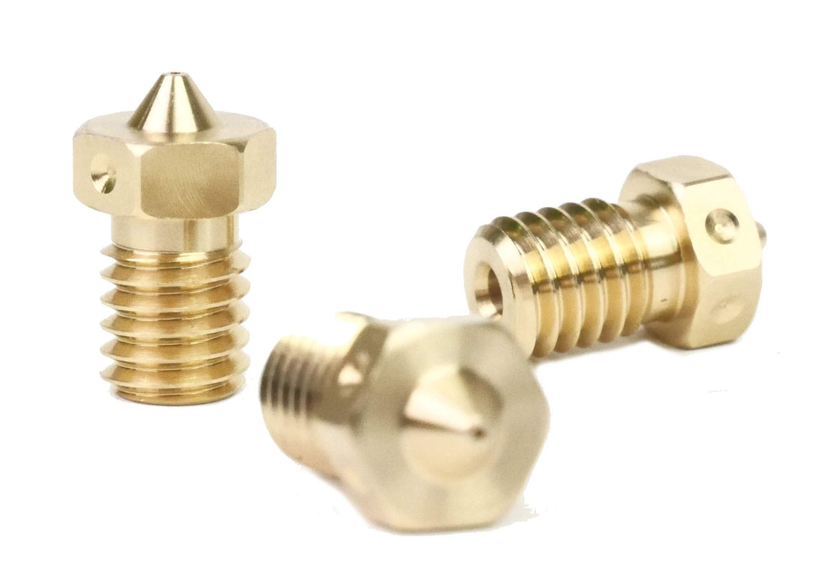 E3D Genuine V6 Triple Pack, 3mm Brass Nozzles, M6 Threaded Upgrade For 3D Printing. Sizes Included - 3 x 0.4mm.