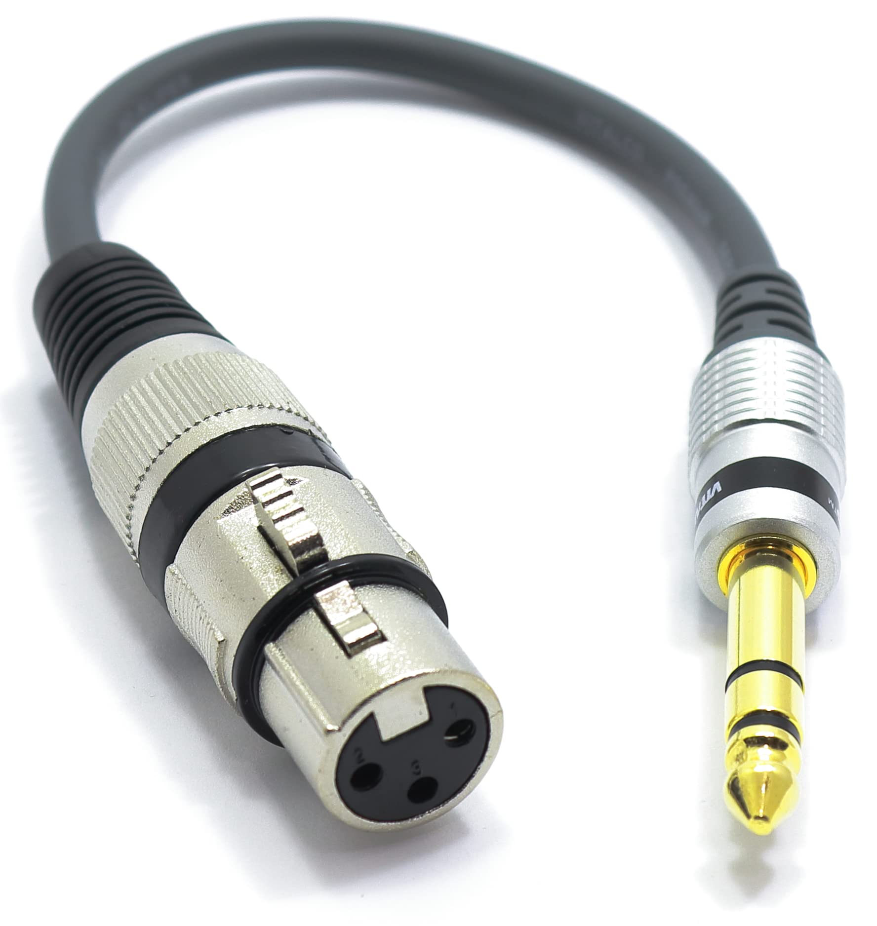 VITALCO XLR Female to 6.35 Jack Stereo Male Adapter 1/4 Jack TRS to 3 Pin Microphone Audio Cable