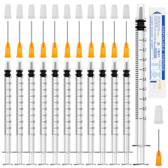 1ml Plastic Syringes, 12pcs Measuring Feeding Pets Syringes, Syringe with Cap and Blunt Needle, Small Ink Filling Syringe, Reusable Fodder Syringes for Labs Plant Watering