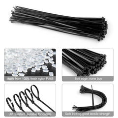 MEKEET Black Cable Ties 4 inch - 100mm x 2.5mm, Pack of 100, Small Nylon Zip Ties, Multi-Purpose Plastic Tie Wraps, Secure Self-Locking Mechanism, for Home, Garden, Office and DIY