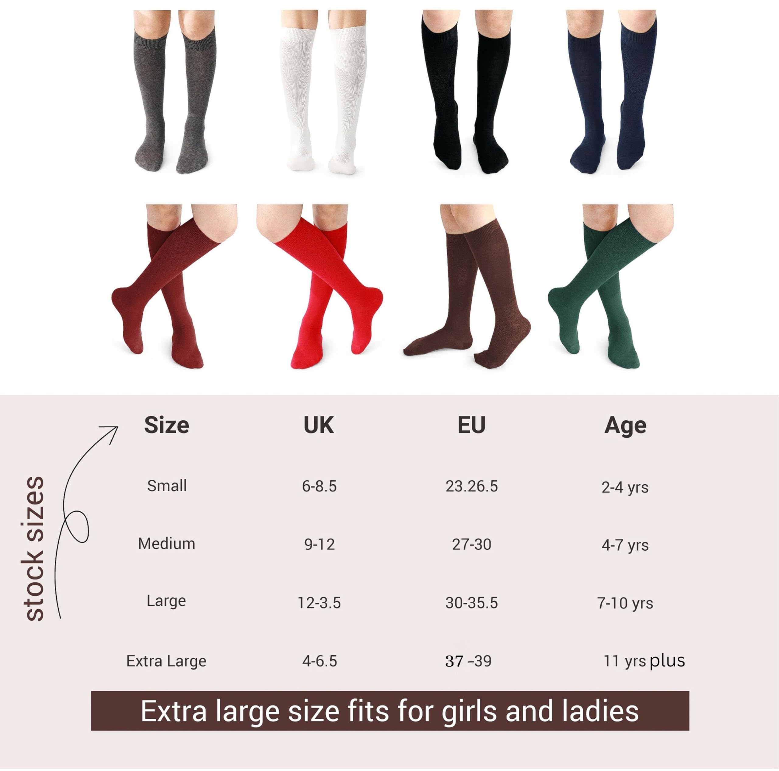 5 Pairs Children/Kids Girls Knee High Plain School Cotton Rich Socks (4-7 yrs, Bottle Green)