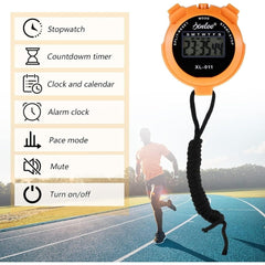 Stopwatches, Digital Sports Stop watch, referee kit, Handheld stopwatch Split Lap Timer, Neck Stopwatch, Shockproof Waterproof Stopwatch with LCD Display for Coaches Swimming Running Training (Orange)