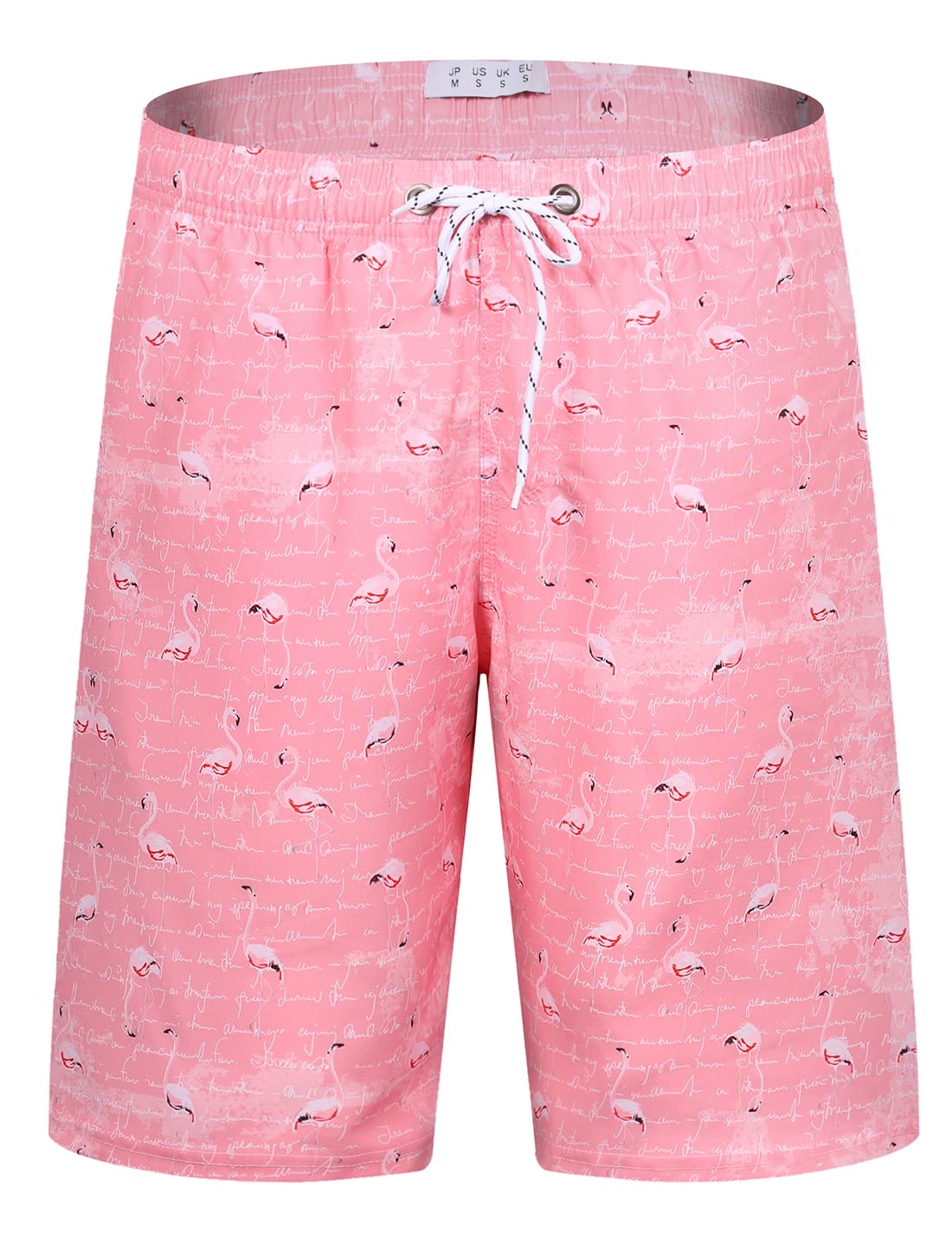 iCKER Mens Swim Shorts Swimming Trunks 3D Print Beach Shorts Boardshorts for Summer Pink Flamingo