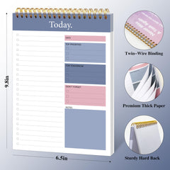 To Do List Notepad - Daily Planner Notepad Undated 52 Sheets, 6.5 inches x 9.8 inches Planning Pad Checklist Productivity Note Pad for Work and Personal Organized