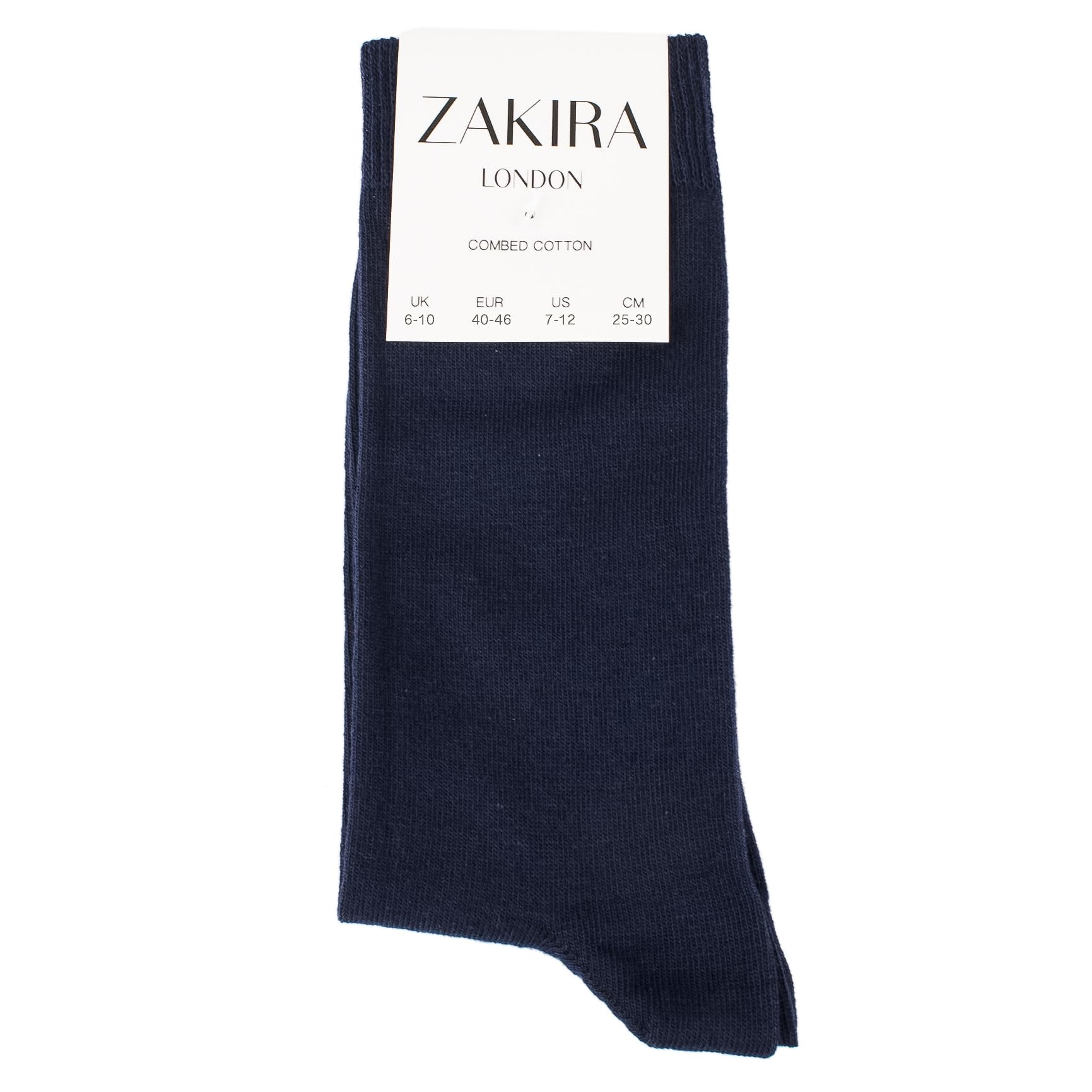 ZAKIRA Finest Combed Cotton Dress Socks in Plain Colours for Men, Women, 4-6 (UK), Navy