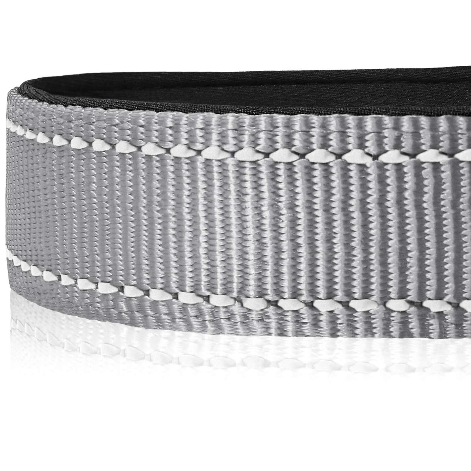 HEELE Dog Collar, Reflective Dog Collar, Soft Neoprene Padded Breathable Nylon Pet Collar Adjustable for Small Dogs, Grey, S(26-38cm)