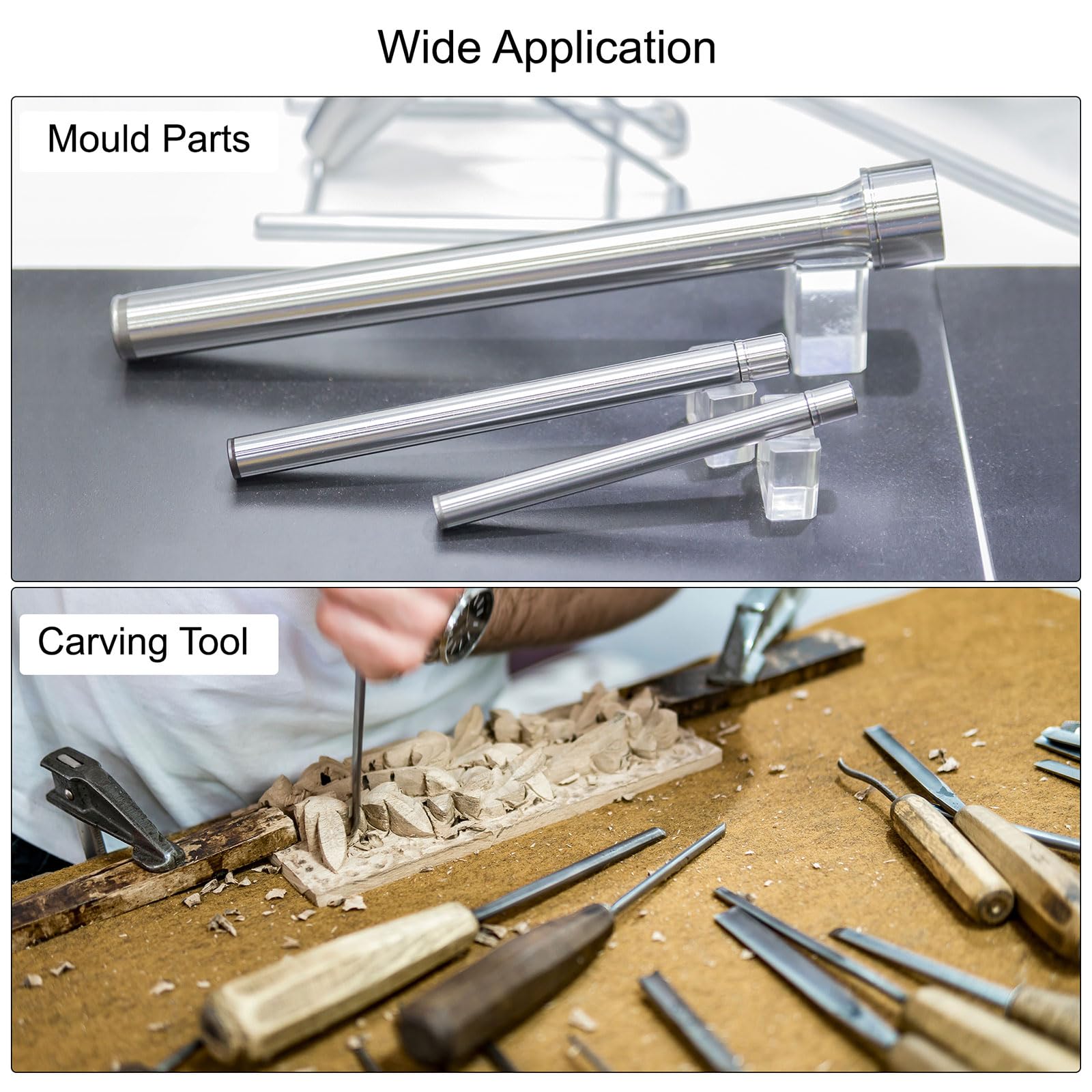 sourcing map 2pcs Round Steel Metal Rods, 4.9mm x 200mm High Speed Steel (HSS) Lathe Bar Stock Tool, for Shaft Gear Drill Lathes Boring Machine Turning Miniature DIY Craft