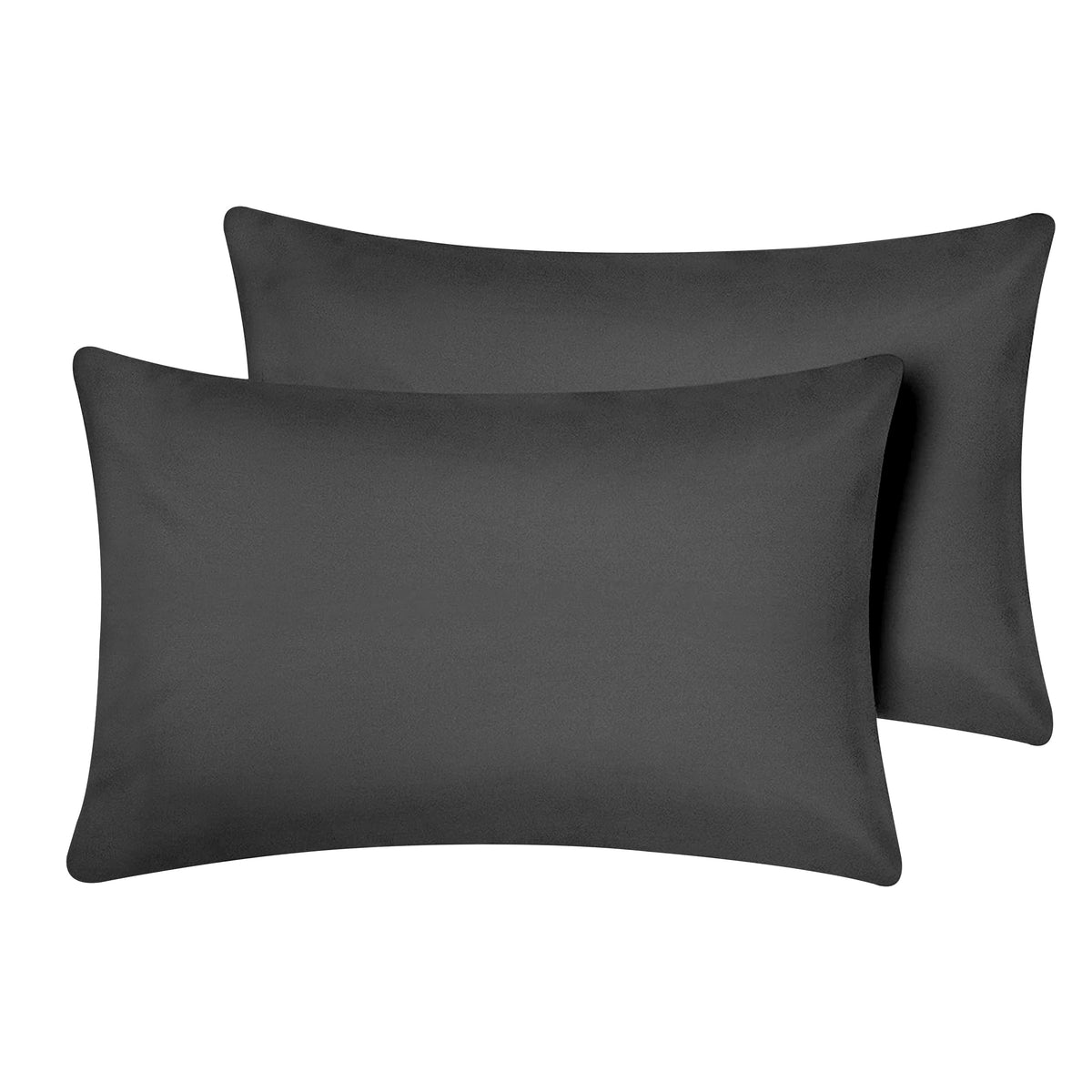 Oxford Homeware Pillow Cases 2 Pack Brushed Microfiber Standard Charcoal Pillowcases - Fade Resistant Pillow Cover Envelope Closure Pillow Covers (50 x 75 cm)