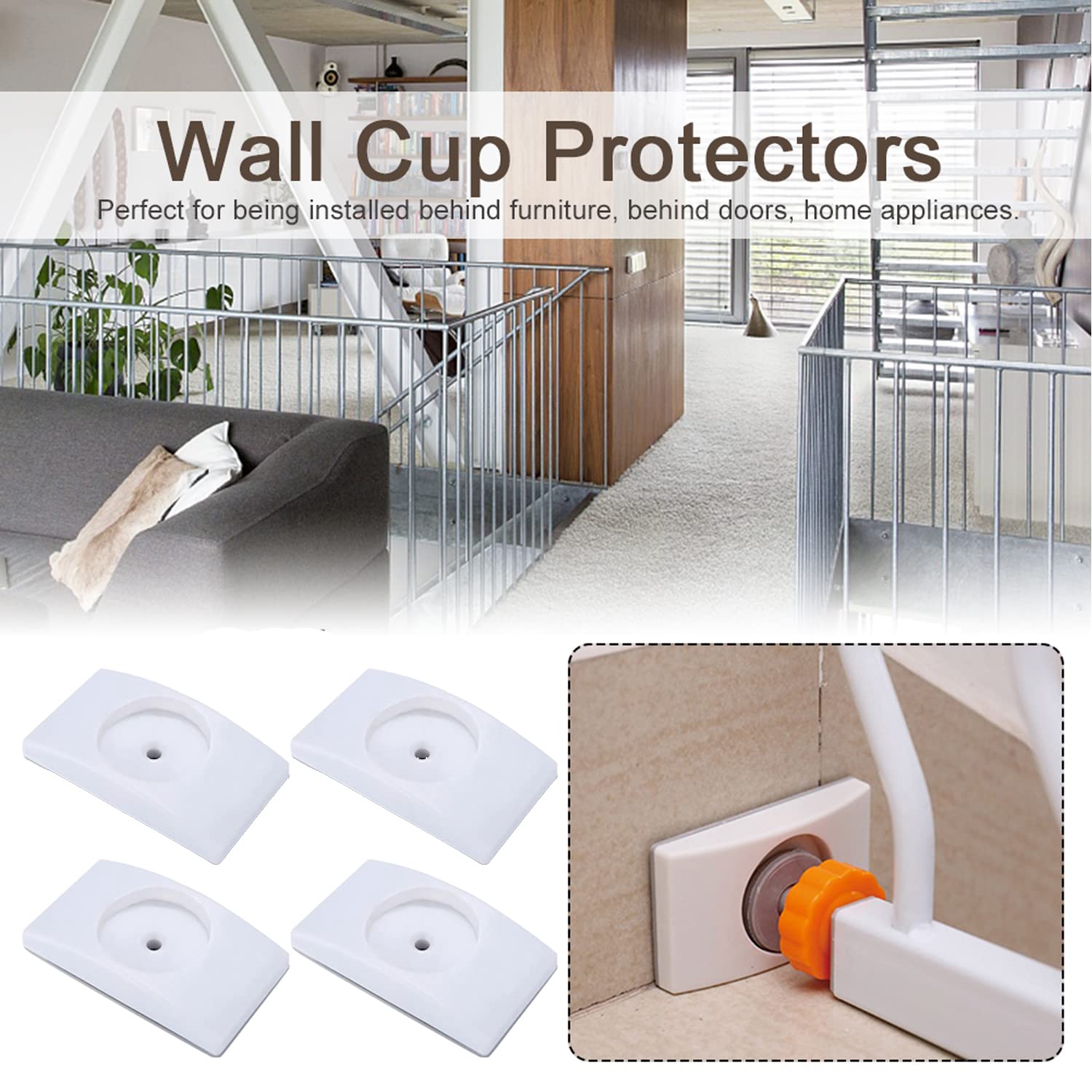 4 Pcs Safety Baby Gate Wall Protector Stair Gate Extension Wall Saver for Baby, Pet, Stair, Door, Wall Surface Safety