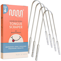 MasterMedi Tongue Scraper Tongue Scraper Stainless Steel New (4 Count (Pack of 1))