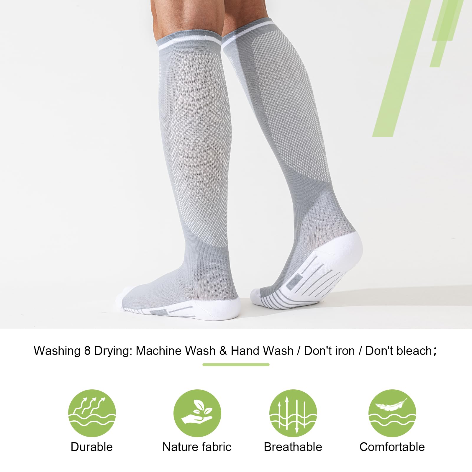 Niorasen Compression Socks for Women & Men (20-30mmHg), 3 Pairs Flight Socks, Travel Socks, Compression Stockings Fit Running, Football, Flying, Medical, Prevent Varicose Veins, Promote Circulation