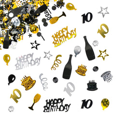 Giftota 10th Birthday Confetti (Gold Black) 30g, 10th Anniversary Confetti, 10th Number Confetti, 10th Birthday Anniversary Confetti Decoration Wedding Party Table Decorations