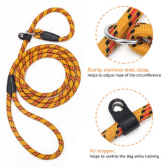 Zhichengbosi 2 PACK Adjustable Dog Leash Nylon Training Lead Leash Durable, Soft Leash For Dogs 10-80 lbs (blueandyellow)