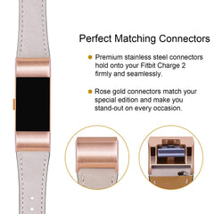 Mornex Strap Compatible for Fitbit Charge 2 Band Leather Strap, Classic Adjustable Replacement Wristband Fitness Accessories With Metal Connectors