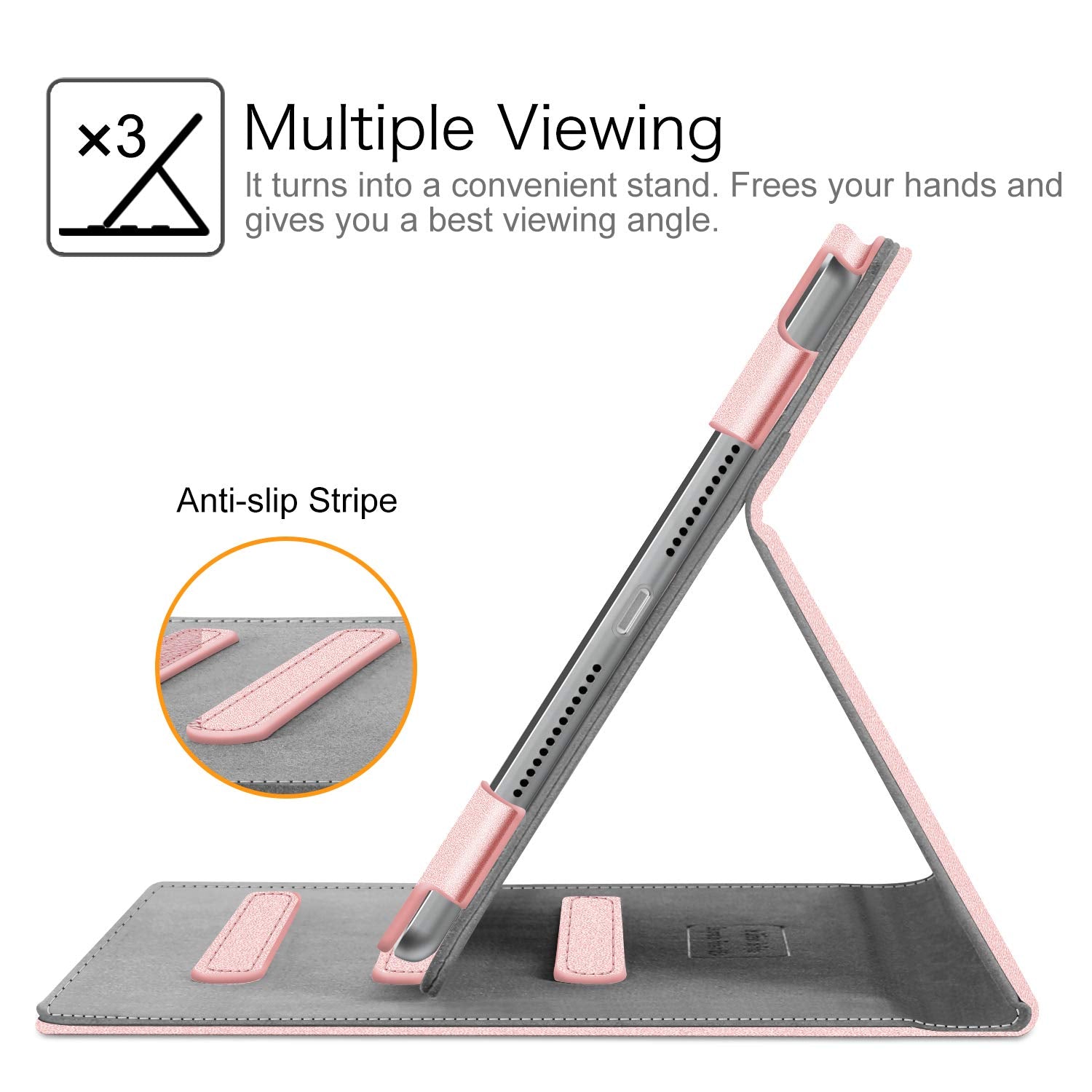 FINTIE Case for iPad 9th / 8th / 7th Generation (2021/2020/2019) 10.2 Inch - [Corner Protection] Multi-Angle Viewing Stand Cover with Pocket & Pencil Holder, Auto Wake Sleep, Rose Gold