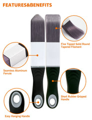 ROLLINGDOG GlossPaint Brush Edger 2PC - Four Sided Square Brush and Three Sided Triangle Paint Brush for Cutting in,Skirting Board