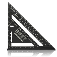 Carpenter Measuring Square Metric Imperial 7 Inches,Aluminum Alloy,90 Degree Thickened Triangle Ruler for Woodworking (black)