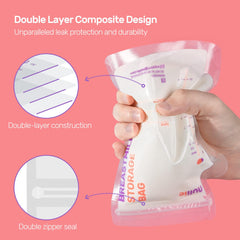 Nuliie 120 Pcs Breast Milk Storage Bags, 250ml BPA Free Milk Storage Bags with Pour Spout for Breastfeeding, Self-Standing or Flat Pre-sterilised Bag, Space Saving for Fridge or Freezer Use