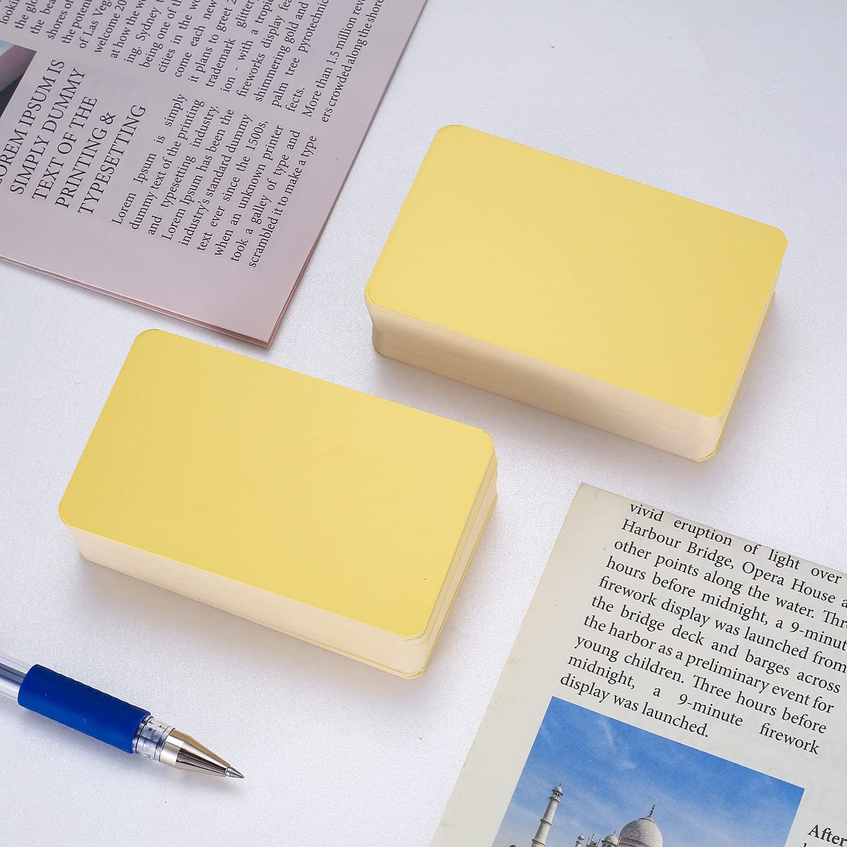 150 Pcs Blank Kraft Cards Paper, Yellow Flash Cards Blank, Business Message Cards, Craft Words Cards Paper for DIY Making, Learning, Study, Memory, Note, Gift Tags - 3.5x2.04 inch/8.9x5.2 cm