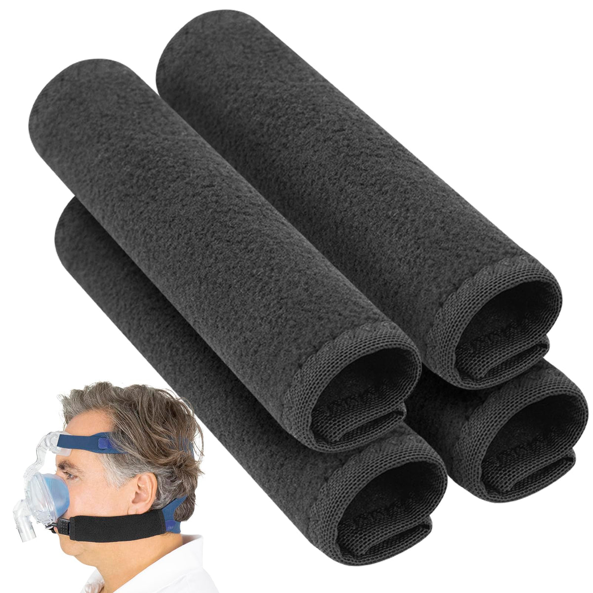 Vive CPAP Strap Covers Mask (4 Pack) - Supplies Pillow, Universal, Machine Washable - Face Cushion for Headgear Users - Accessories - Reduce Pressure, Cheek Red Marks, & Discomfort