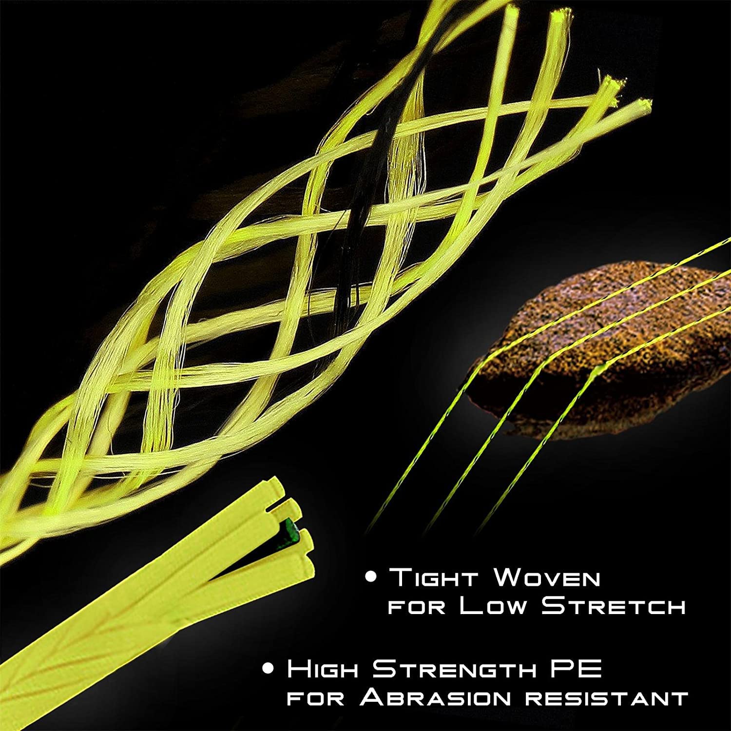 Maxcatch Braided Fly Fishing Line Backing Line 20/30LB, 92m/100yds, 275m/300yards (Yellow&Black, 30LB 275m/300yards)