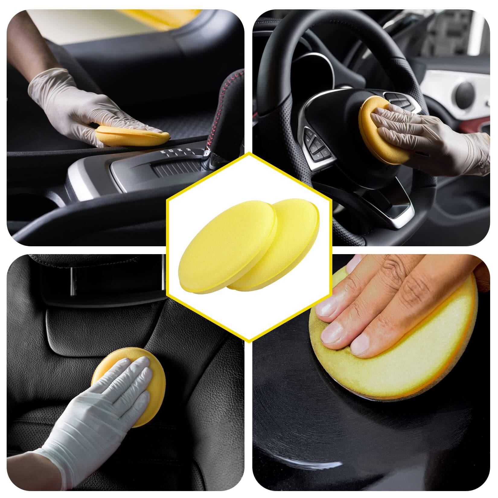 psler Foam Car Wax Applicator Pad Foam Applicator Pads Detailing Round 4 inch Polishing Sponges for Car Wax Applicator Pad 24 Pack-Yellow