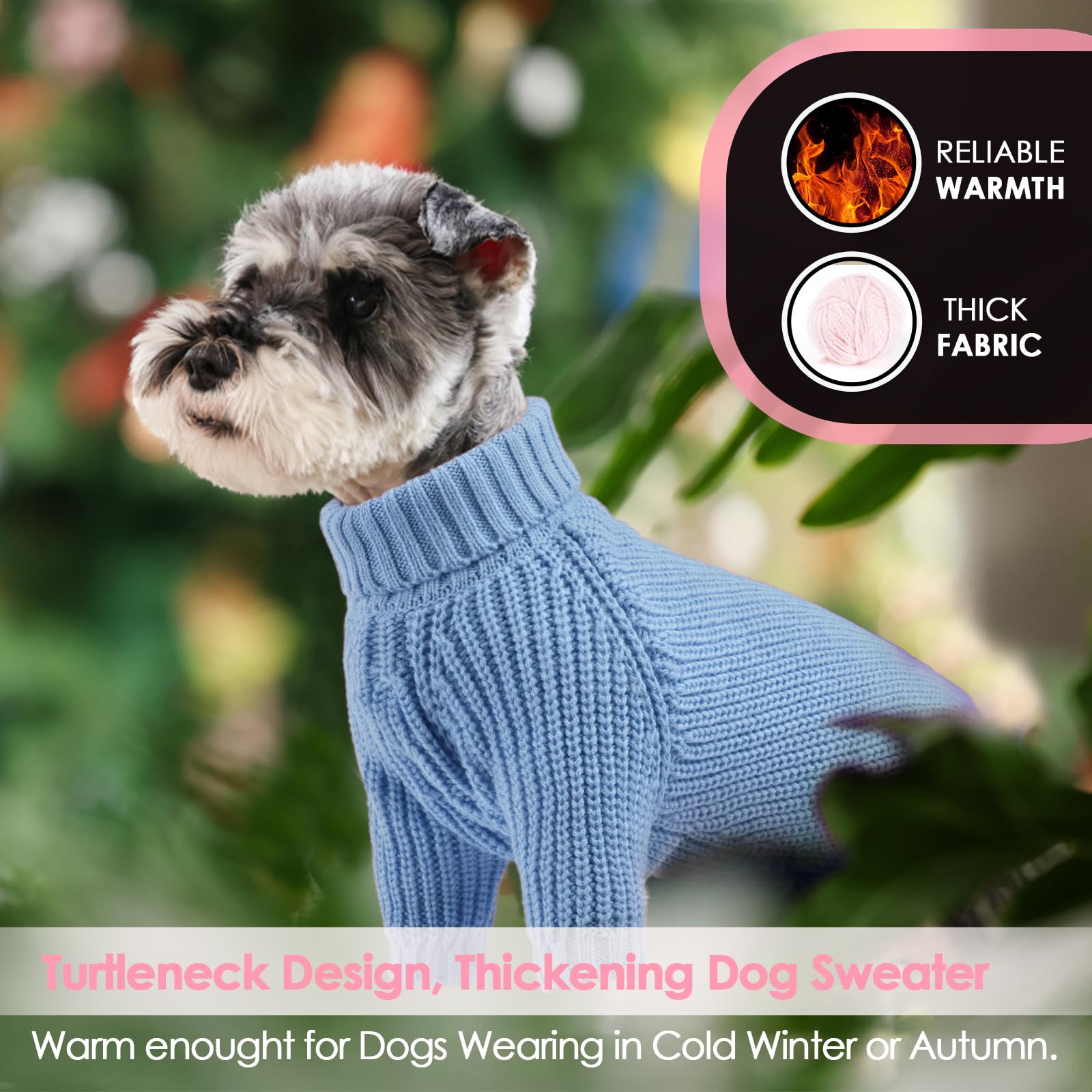 AOFITEE Small Dog Jumper, Solid Knitted Dog Sweaters for Small Medium Dogs Warm Winter Turtleneck Puppy Xmas Jumper, Small Dog Sweater Doggie Sweatshirt for Chihuahua, Bulldog, Dachshund, Yorkie