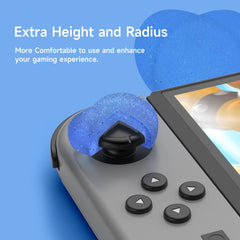 JINGDU Thumb Grip Caps for Switch Joy-Con, Cute Joystick Covers with 3D Pattern Cover Soft Adorable Silicone Analog 4Pcs Kit for Switch/OLED/Lite, Blue and Pink Heart