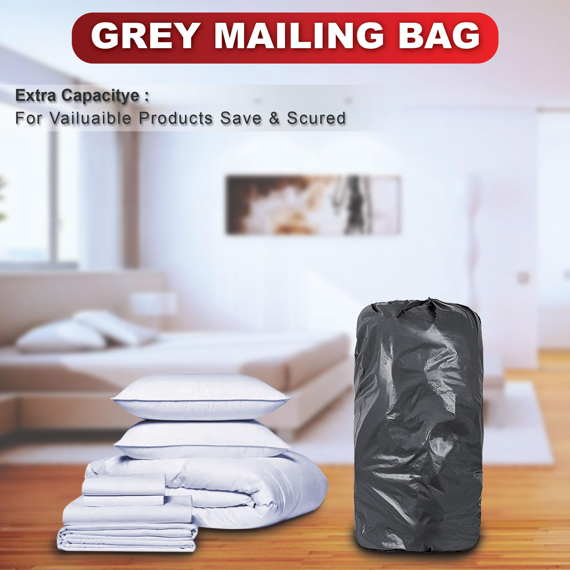 JeeJaan® 5 Pcs of Large Grey Postage Bags 24 inchesx 36 inches in Extra Strong Polythene Grey Mail Envelopes for Packaging Clothes Parcel Self Seal Poly Mailer