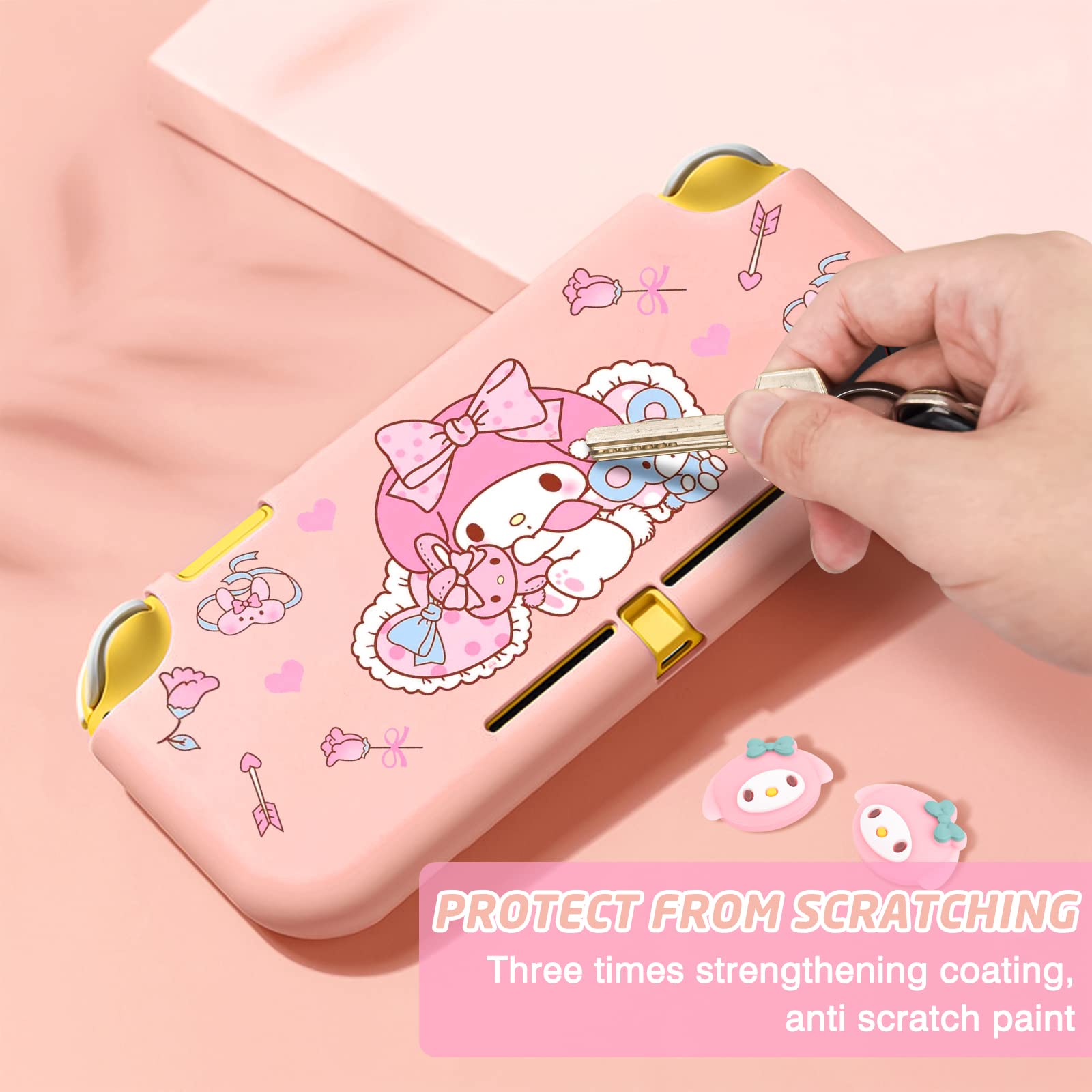 DLseego Protective Case Compatible with Switch Lite, Switch Lite Accessories and Soft Switch Lite Cover with 2 *Switch Lite Thumb Grip Caps- Pink Bunny