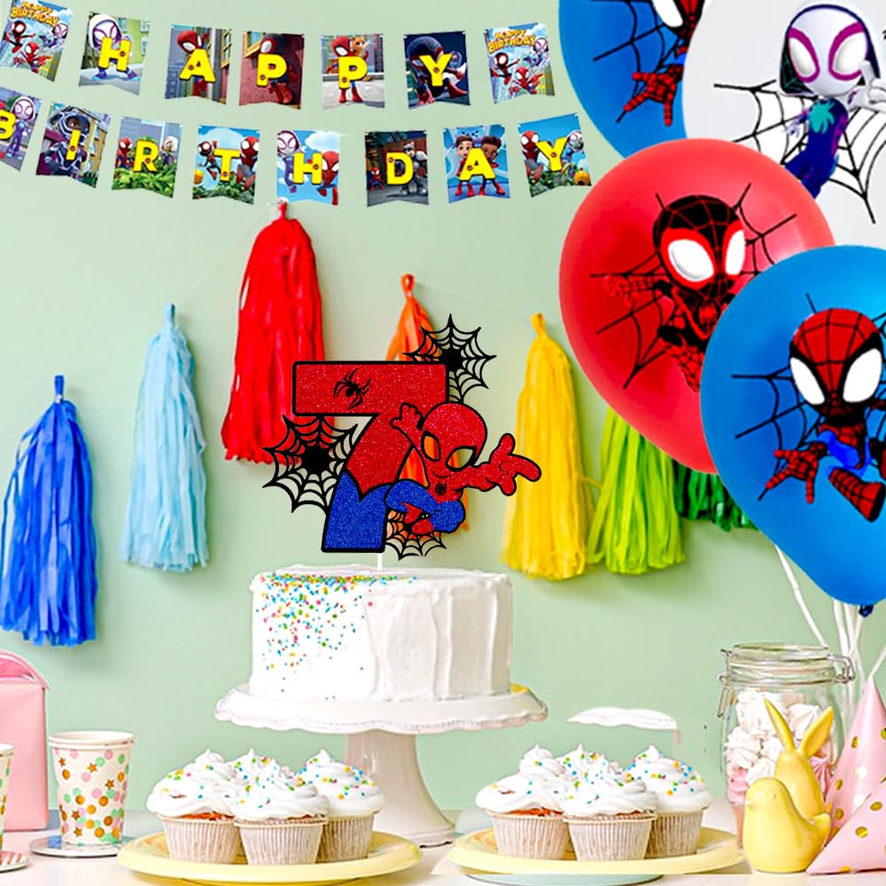 YOOYEH 1 PCS Spider Party Cake Toppers, Cartoon Movie Themed Happy Birthday Party Supplies Decorations for Boys Girls Decorations (1th) (1th) (7th)