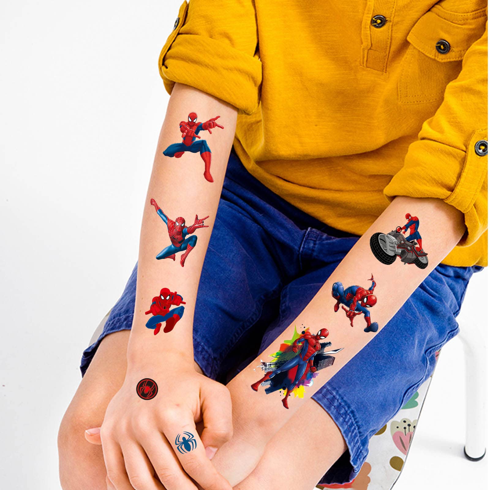 10 Sheet Spiderman Temporary Tattoos for Kids,Super Hero Spiderman Party Bag Filler Favors Cute Fake Tattoos Stickers for Kids Boys Girls School Rewards Gifts