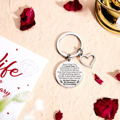 Yaomiao Wife Gifts from Husband Wedding Anniversary Card for Wife Anniversary Greeting Cards with Envelope Never Forget That I Love You Stainless Steel Keyring Keychain Gifts for Her Wife Present