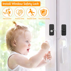 Window Locks for UPVC Windows, 2 Packs Window Safety Locks No Drilling Window Restrictor for UPVC, Window Locks Child Safety with Key, Pet Child Locks Refrigerator Lock for Childproof