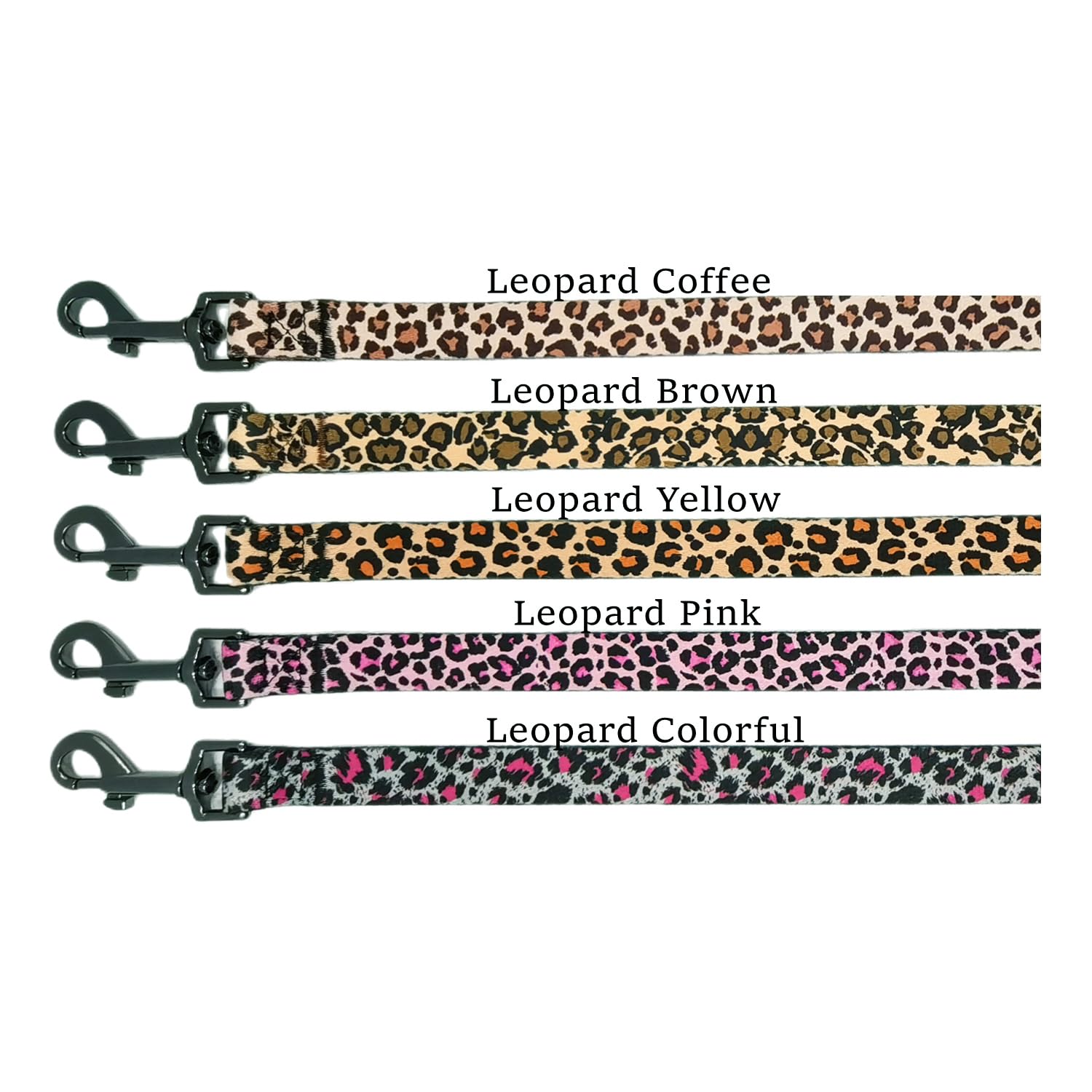 Olahibi Dog Collar and Leash Set, Leopard Pattern, Polyester Material, 150CM Leash, for Small Dogs.(S, Colorful Leopard)