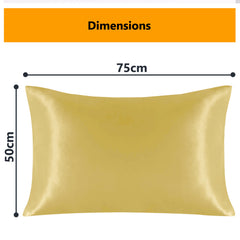 My home store Gold Silk Pillowcase 2 Pack - Hypoallergenic, Soft and Smooth Natural Satin Pillowcases Standard Size 50x75 cm