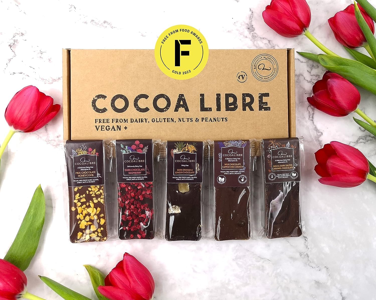 Cocoa Libre Variety Pack - 5 Unique Flavors of Vegan, Dairy-Free, Nut-Free, Gluten-Free Mini Chocolate Bars, 200g