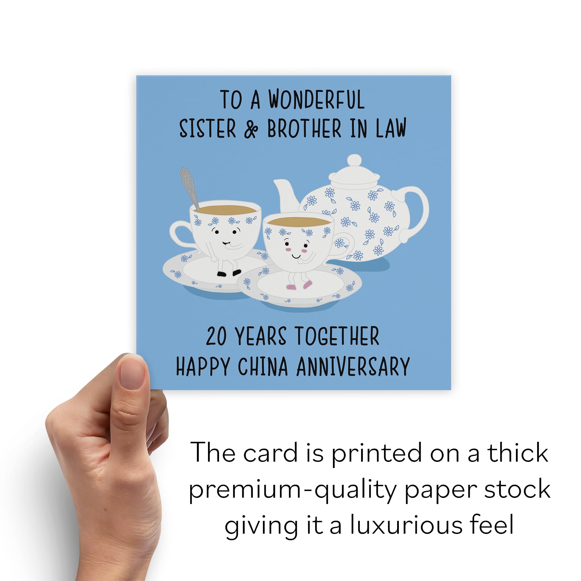 Hunts England - Sister And Brother In Law 20th Anniversary Card - To A Wonderful Sister & Brother In Law - 20 Years Together - Happy China Anniversary - Iconic Collection